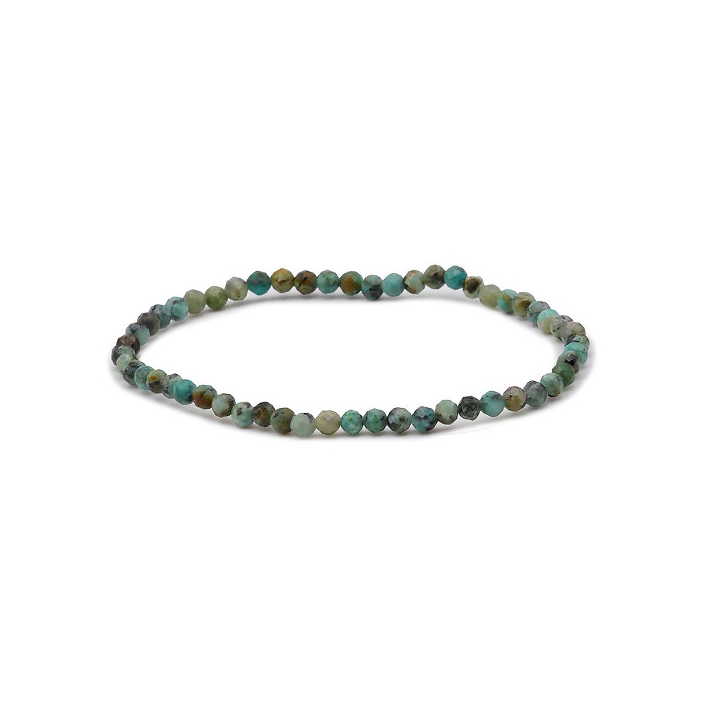 Bracelet pierres naturelles facetté 3mm turquoise d'afrique A+