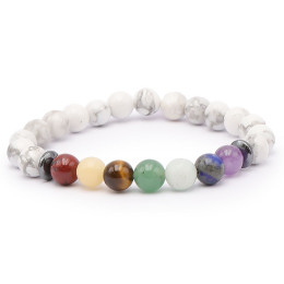 Bracelet pierres naturelles 8mm 7 chakras+howlite A