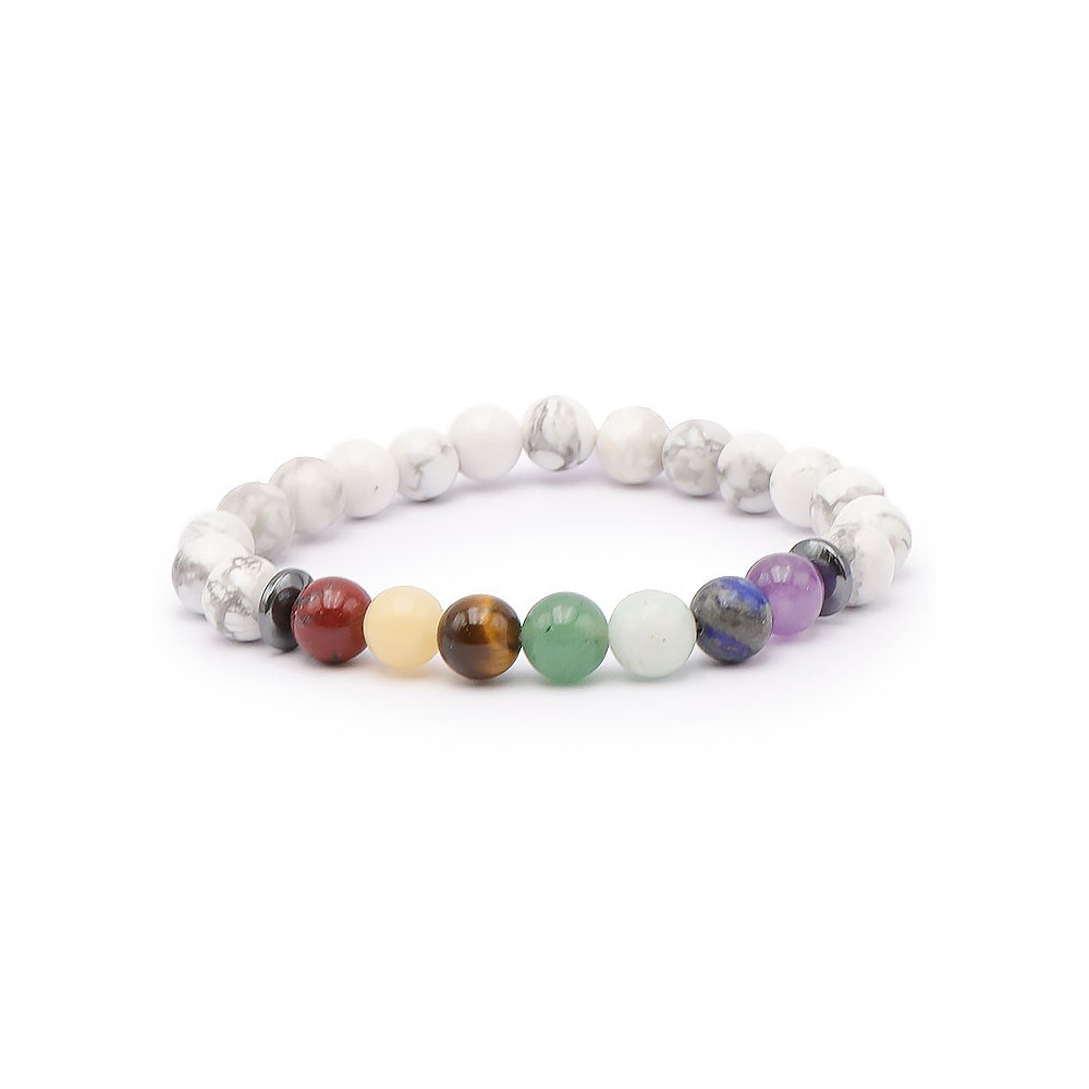 Bracelet pierres naturelles 8mm 7 chakras+howlite A
