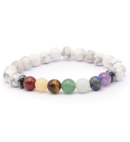 Bracelet pierres naturelles 8mm 7 chakras+howlite A