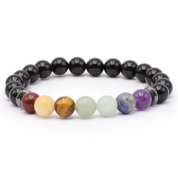 Bracelet pierres naturelles 8mm 7chakras+onyx A