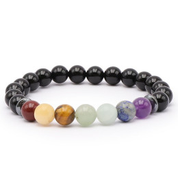 Bracelet pierres naturelles 8mm 7chakras+onyx A