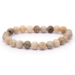 Bracelet pierres naturelles 8 mm corail fossile AB