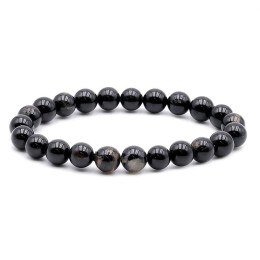 Bracelet pierres naturelles 8mm tourmaline noire avec quartz B