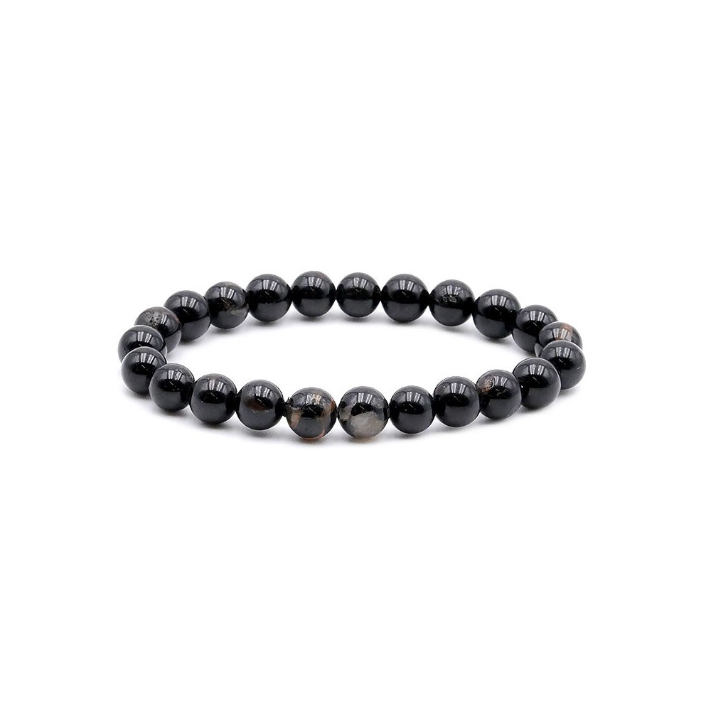 Bracelet pierres naturelles 8mm tourmaline noire avec quartz B