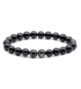 Bracelet pierres naturelles 8mm tourmaline noire avec quartz B