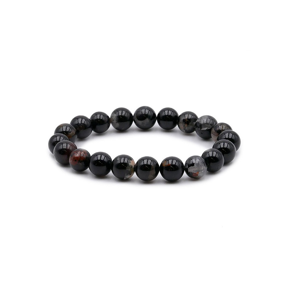 Bracelet pierres naturelles 10mm tourmaline noire avec quartz B