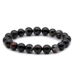 Bracelet pierres naturelles 10mm tourmaline noire avec quartz B