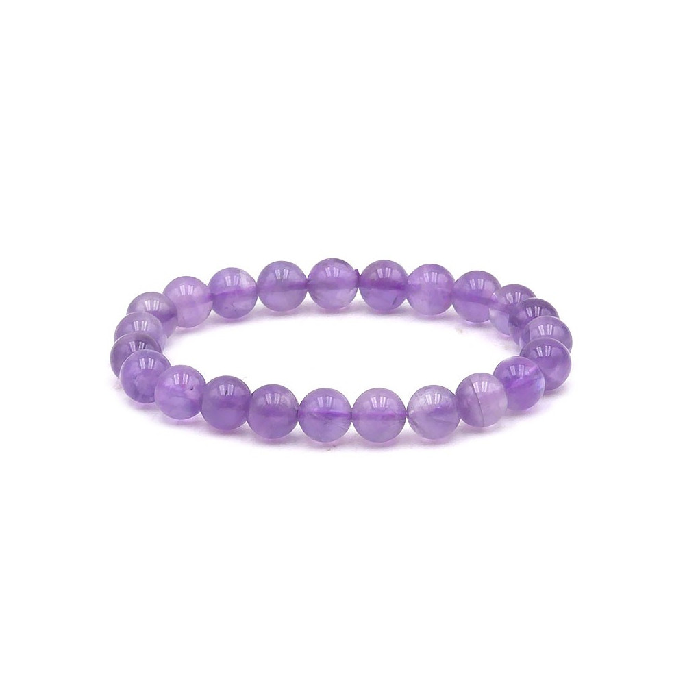 Bracelet pierres naturelles 8mm améthyste brésil claire A+