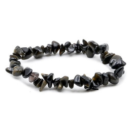 Bracelet pierres naturelles baroque obsidienne dorée A