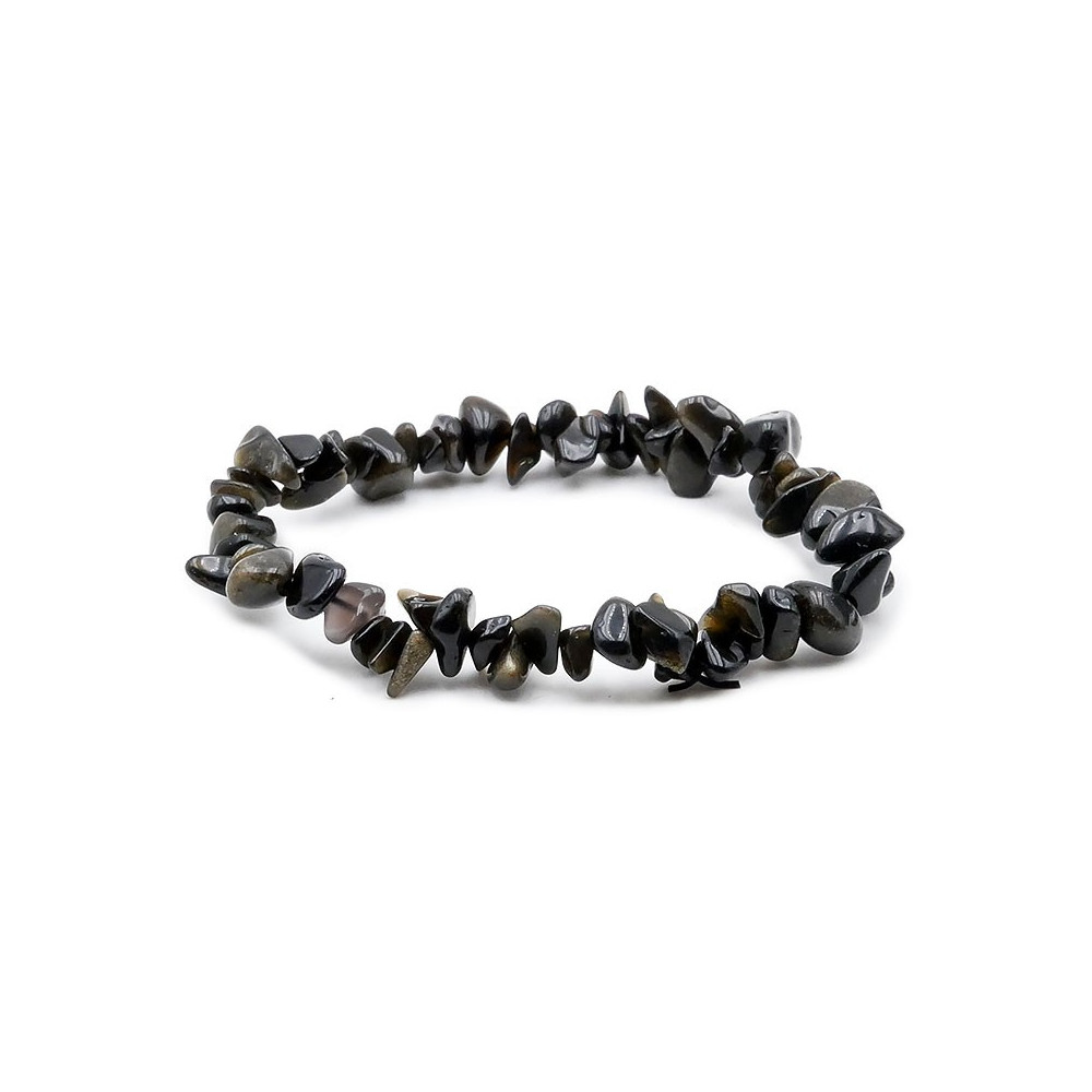 Bracelet pierres naturelles baroque obsidienne dorée A