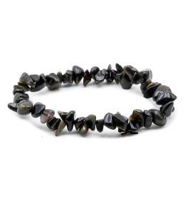 Bracelet pierres naturelles baroque obsidienne dorée A