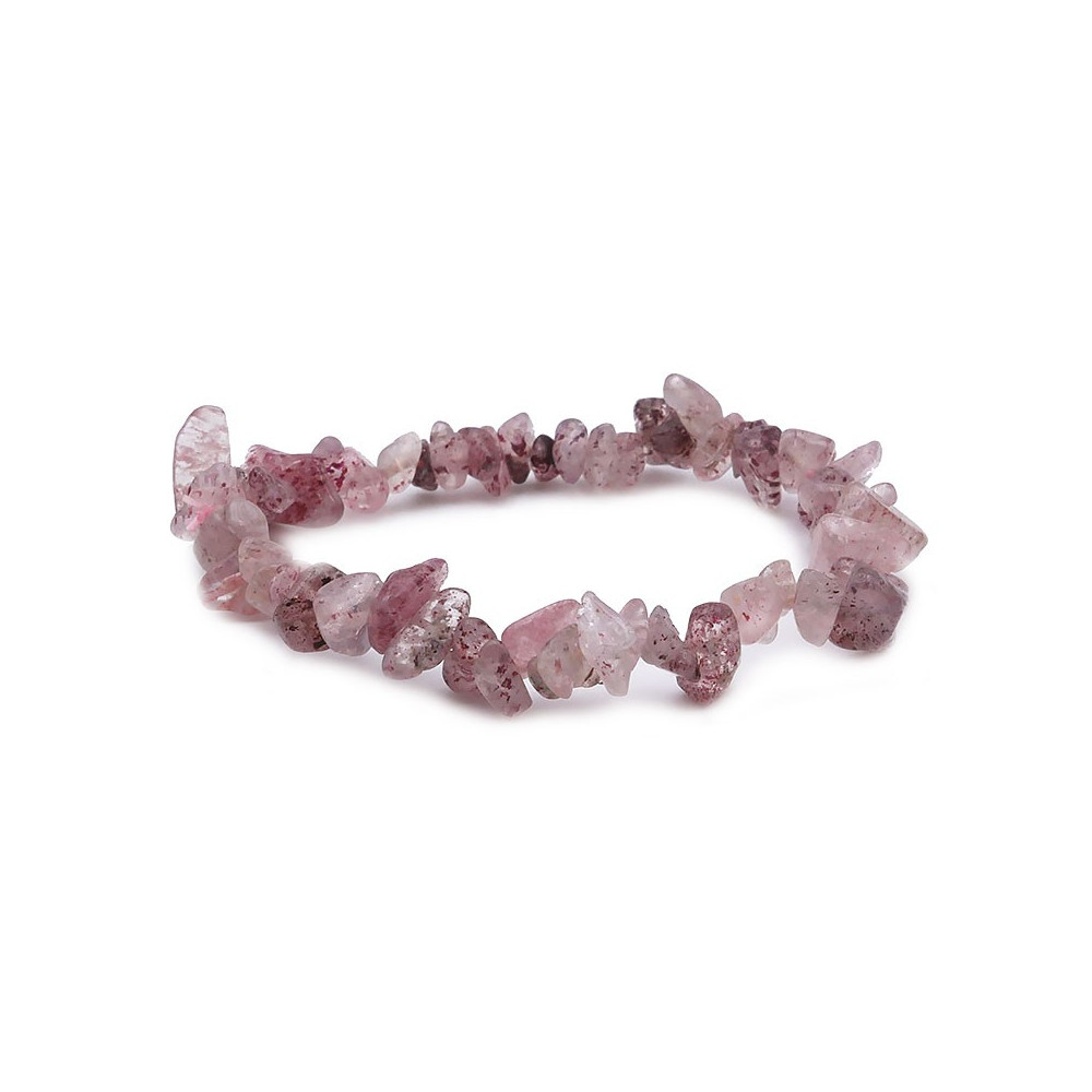 Bracelet pierres naturelles baroque quartz fraise hematoïde A