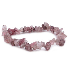 Bracelet pierres naturelles baroque quartz fraise hematoïde A