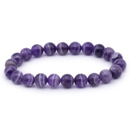 Bracelet pierres naturelles 8mm améthyste rubanée Bresil AA