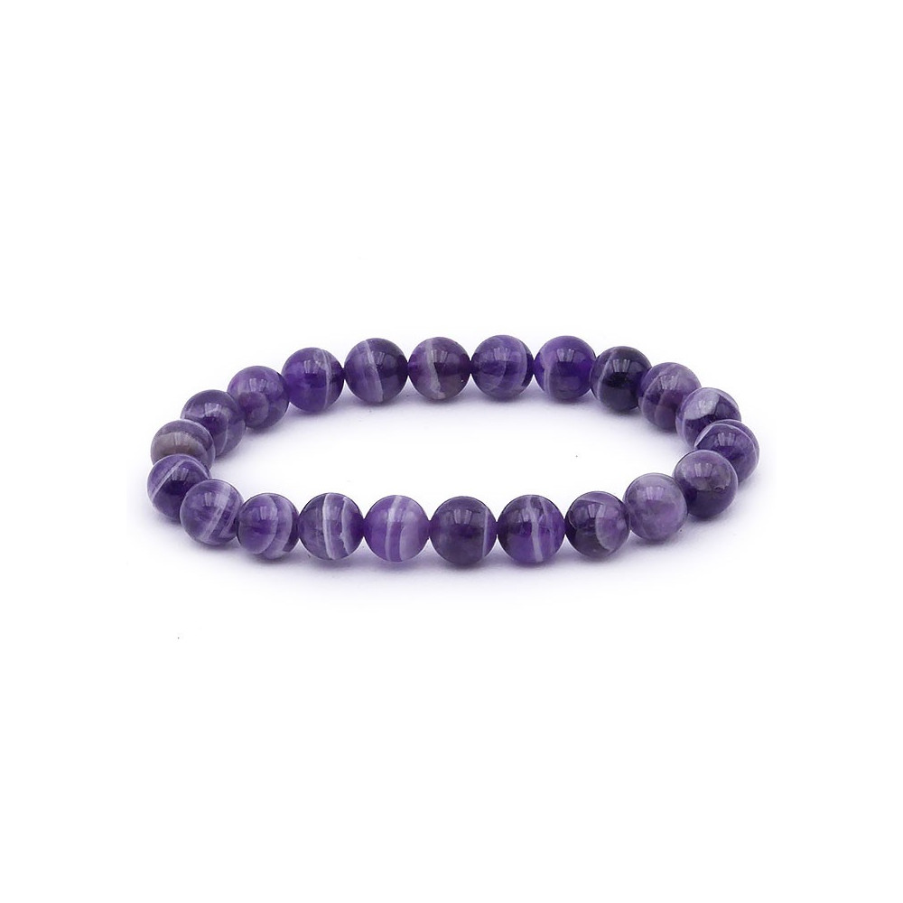 Bracelet pierres naturelles 8mm améthyste rubanée Bresil AA