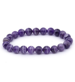 Bracelet pierres naturelles 8mm améthyste rubanée Bresil AA