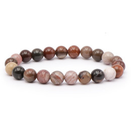 Bracelet pierres naturelles 8 mm bois fossile A