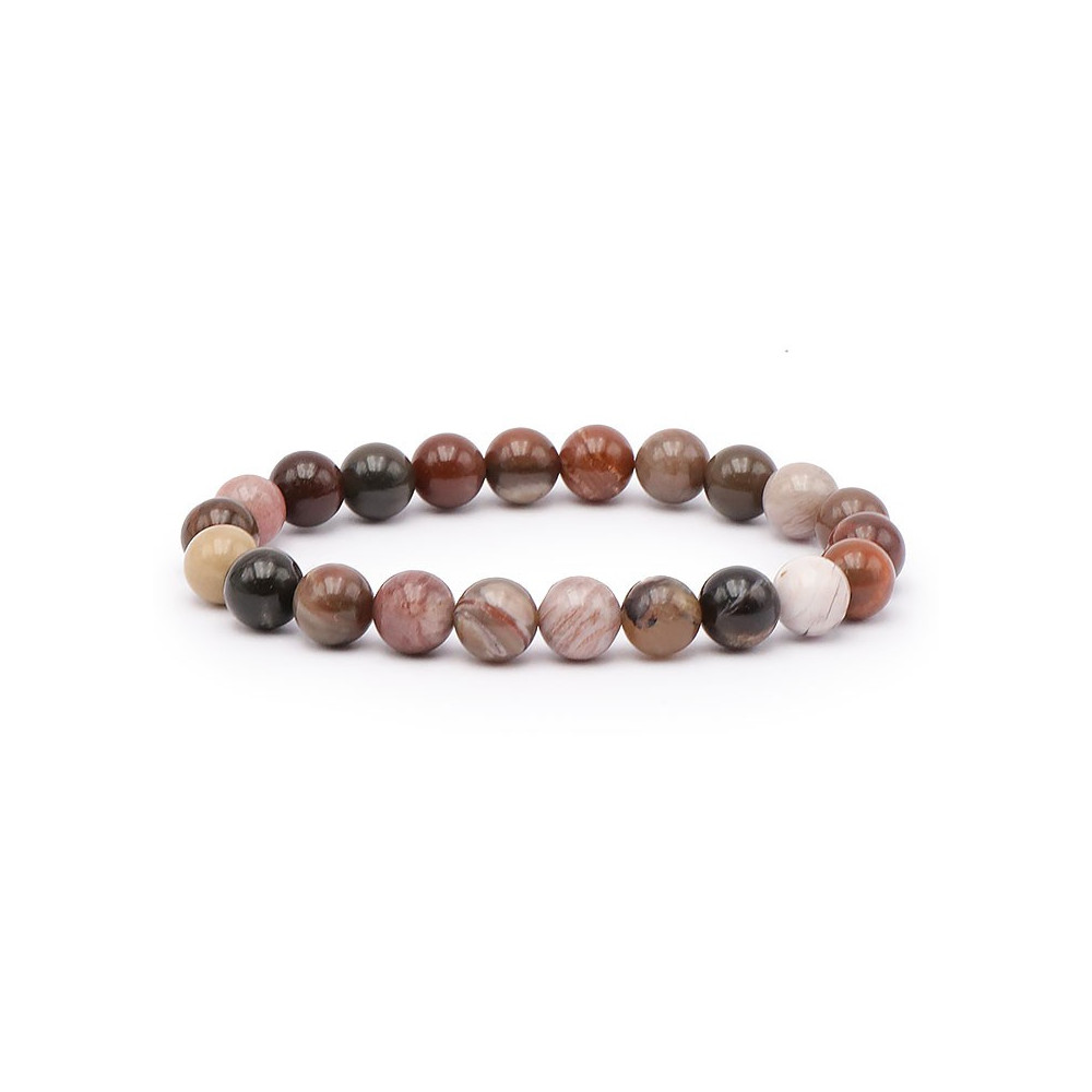 Bracelet pierres naturelles 8 mm bois fossile A