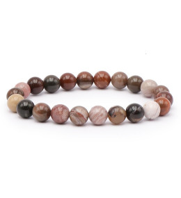 Bracelet pierres naturelles 8 mm bois fossile A