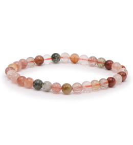 Bracelet pierres naturelles 6mm cristal de roche rutile mult A