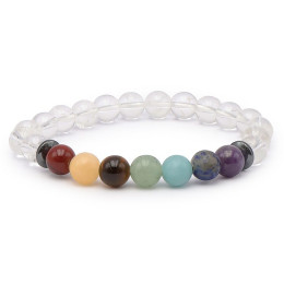 Bracelet pierres naturelles 8mm 7chakras+cristal de roche A