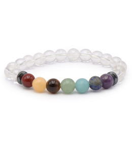 Bracelet pierres naturelles 8mm 7chakras+cristal de roche A