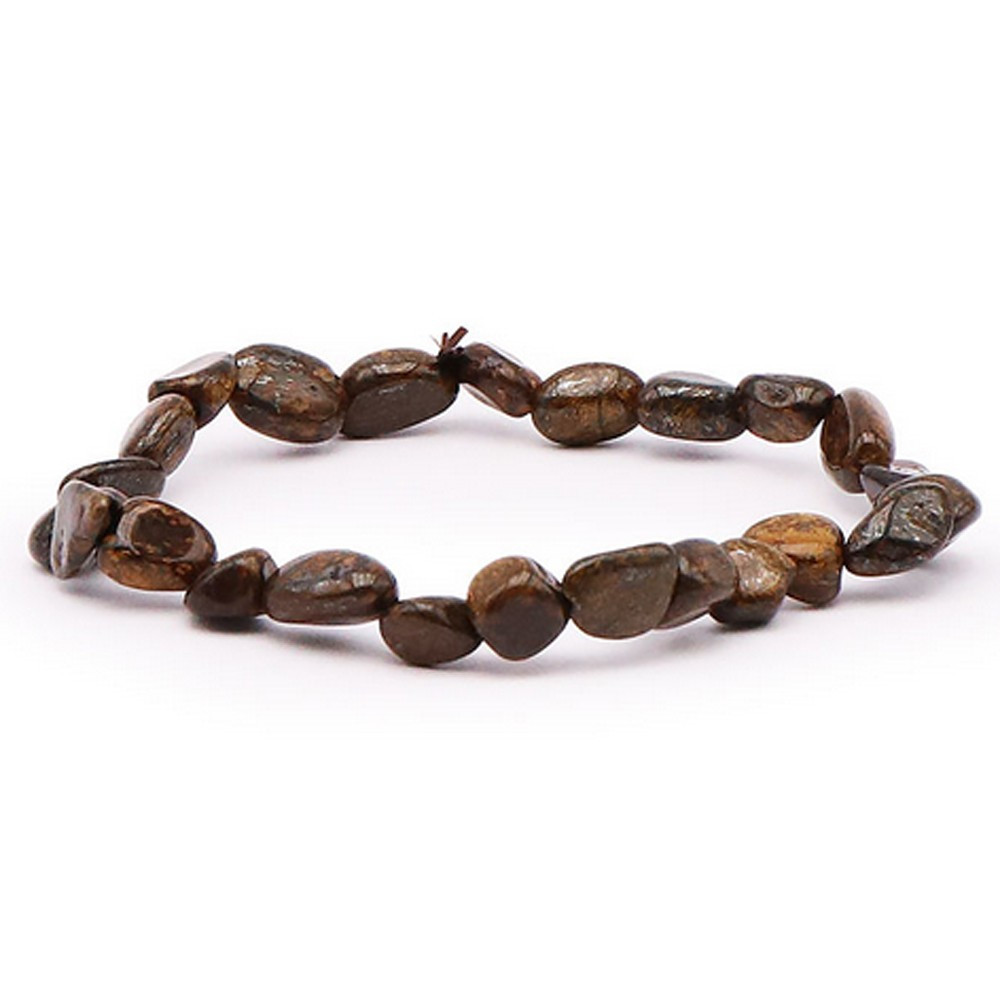 Bracelet pierres naturelles pierres roulées bronzite A+