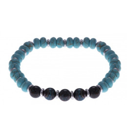 Le Bracelet pierres naturelles howlite teintée, chrysocolle