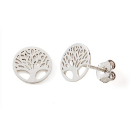 Les Boucles d'oreilles or gris 375/1000, arbre de vie by Stauffer