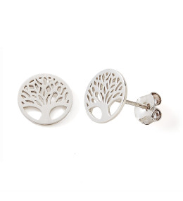 Les Boucles d'oreilles or gris 375/1000, arbre de vie by Stauffer