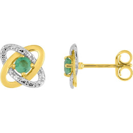 Boucles d'oreilles, or bicolore 375/1000, émeraudes taille brillant by Stauffer