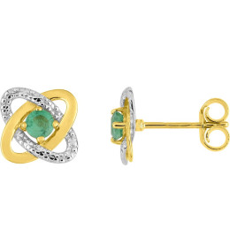 Boucles d'oreilles, or bicolore 375/1000, émeraudes taille brillant by Stauffer