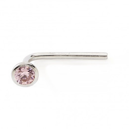 Piercing de nez or gris 375/1000, oxyde de zirconium rose by Stauffer