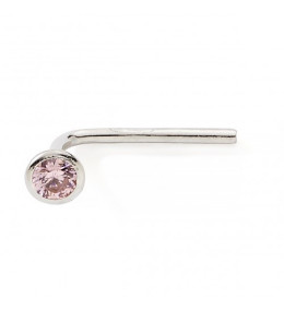 Piercing de nez or gris 375/1000, oxyde de zirconium rose by Stauffer