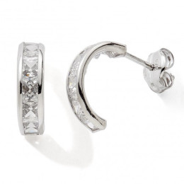 Les Boucles d'oreilles demi-créoles or gris 375/1000, oxydes de zirconium by Stauffer