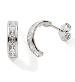 Les Boucles d'oreilles demi-créoles or gris 375/1000, oxydes de zirconium by Stauffer