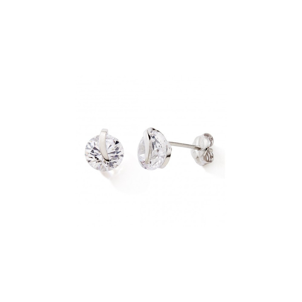 Les Boucles d'oreilles or gris 375/1000, serti virgule, oxydes de zirconium by Stauffer