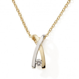 Le Collier or bicolore 375/1000, mailles forçat motif croisé et oxyde de zirconium, by Stauffer