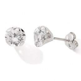Les Boucles d'oreilles or gris 375/1000, oxydes de zirconium de 2,50 mm, by Stauffer