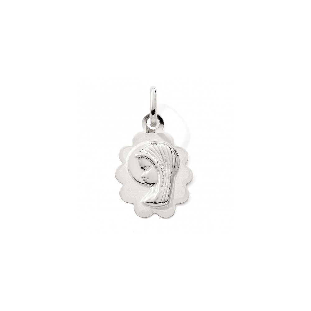 La Médaille Vierge or gris 375/1000, forme ovale fantaisie by Stauffer