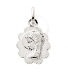 La Médaille Vierge or gris 375/1000, forme ovale fantaisie by Stauffer