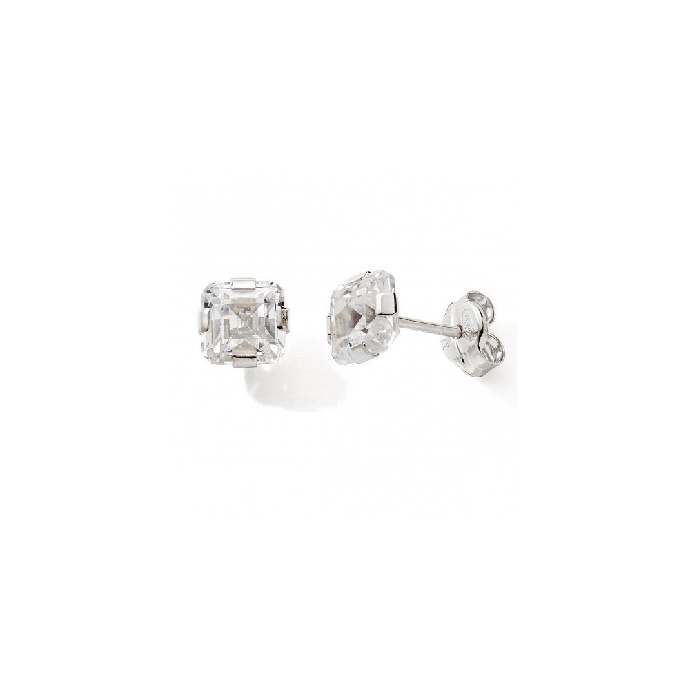 Les Boucles d'oreilles or gris 375/1000, oxydes de zirconium de 5X5 mm, by Stauffer