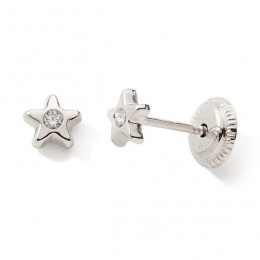Les Boucles d'oreilles or gris 375/1000, fleur et oxydes de zirconium by Stauffer