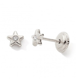 Les Boucles d'oreilles or gris 375/1000, fleur et oxydes de zirconium by Stauffer