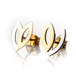 Les Boucles d'oreilles, or bicolore 375/1000, motifs navettes, by Stauffer