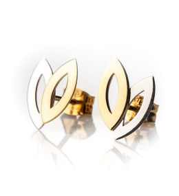 Les Boucles d'oreilles, or bicolore 375/1000, motifs navettes, by Stauffer