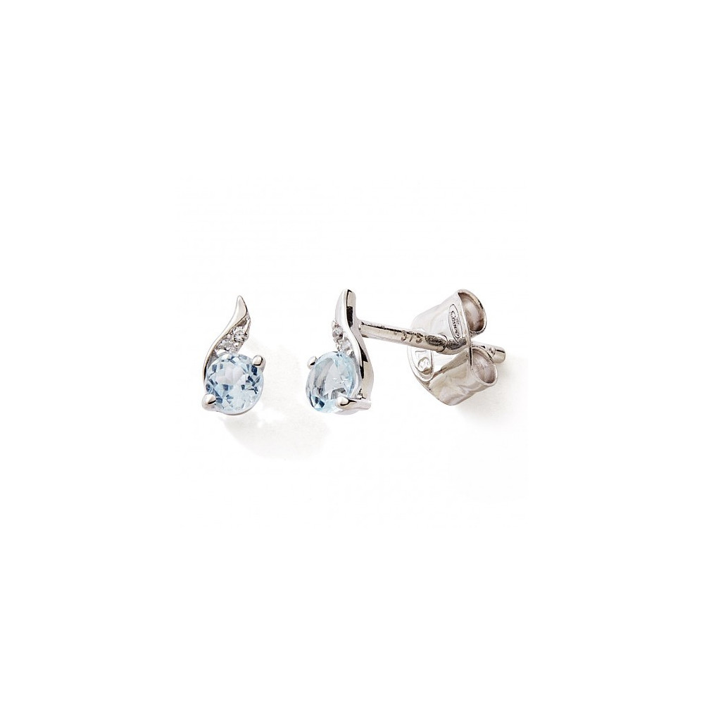 Les Boucles d'oreilles or gris 375/1000, topazes bleues et oxydes de zirconium, by Stauffer
