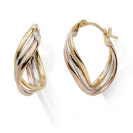 Les Boucles d'oreilles créoles or tricolore 375/1000, torsadée by Stauffer
