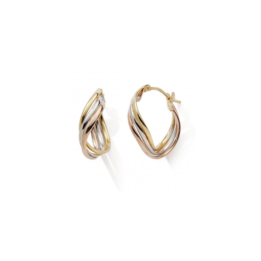 Les Boucles d'oreilles créoles or tricolore 375/1000, torsadée by Stauffer